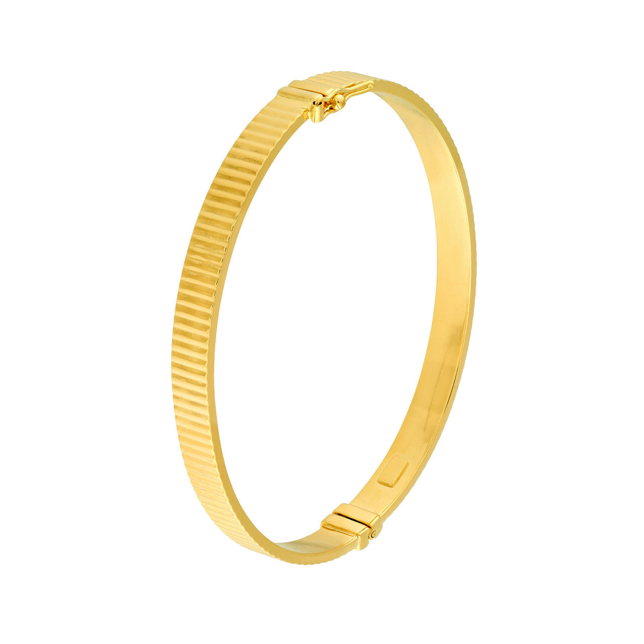 D/C Ridged Rectangle Tube Bangle Bracelet