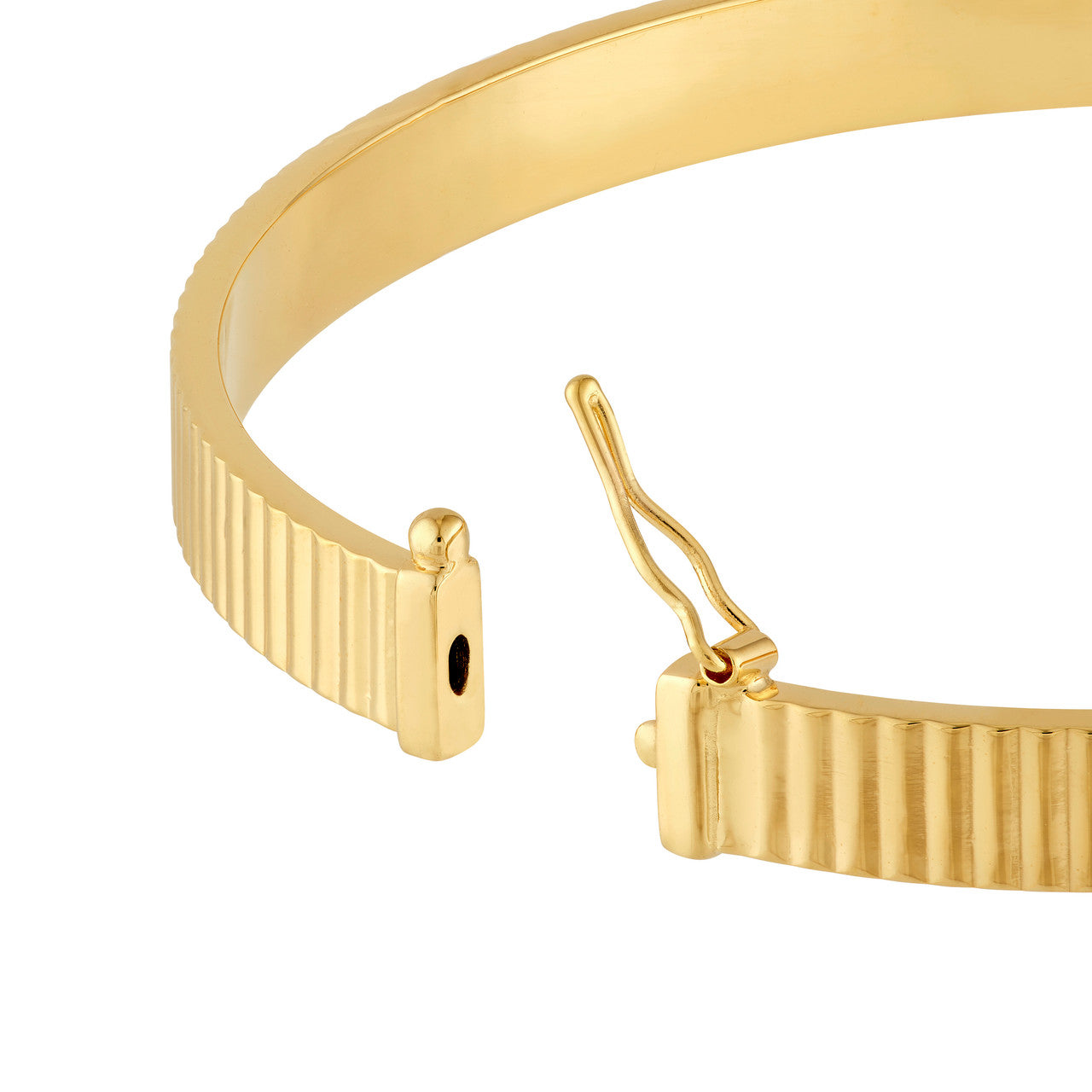 D/C Ridged Rectangle Tube Bangle Bracelet