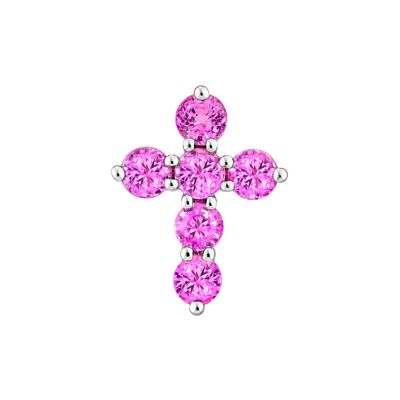 Pink Sapphire Stone Cross Pendent