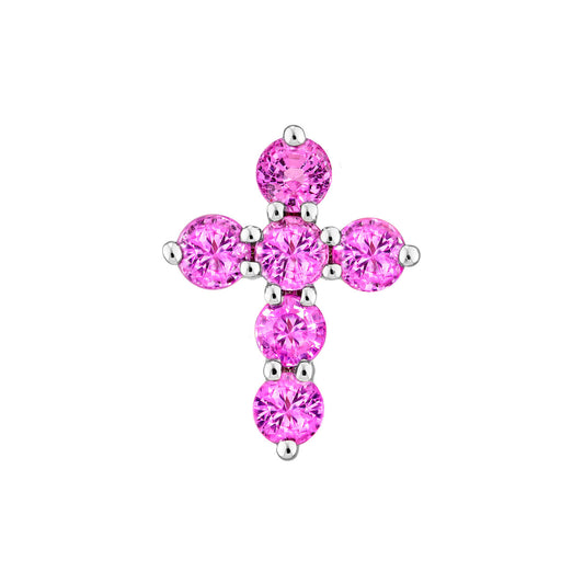 Pink Sapphire Stone Cross Pendent