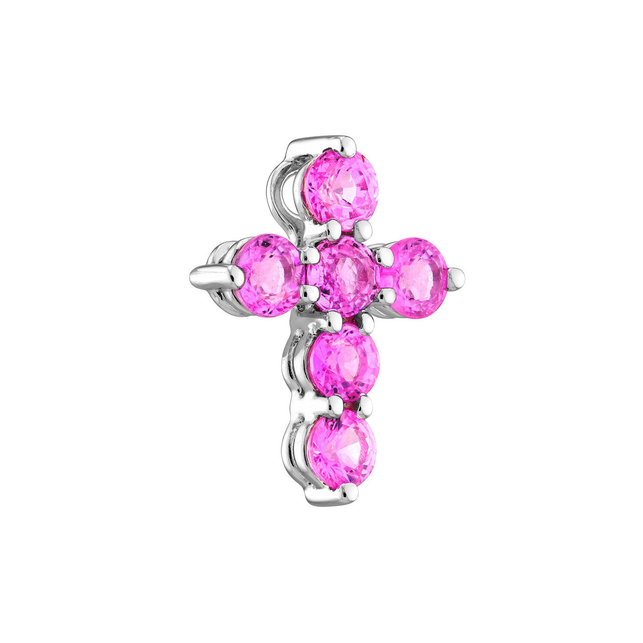 Pink Sapphire Stone Cross Pendent