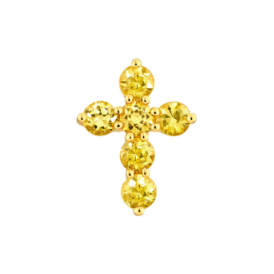 Yellow Sapphire Stone Cross Pendent