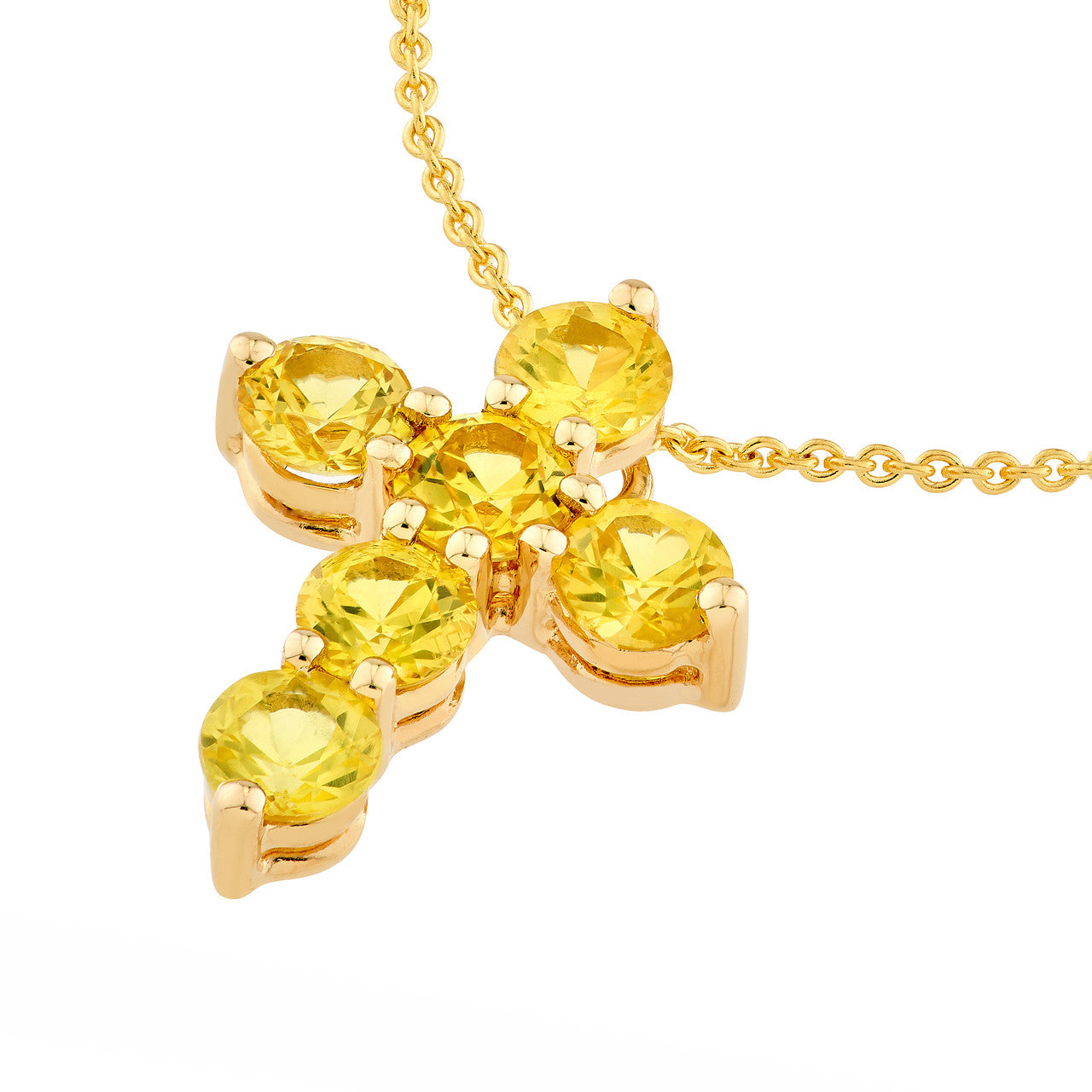 Yellow Sapphire Stone Cross Pendent