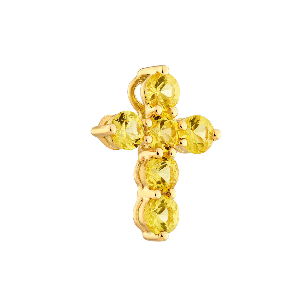 Yellow Sapphire Stone Cross Pendent