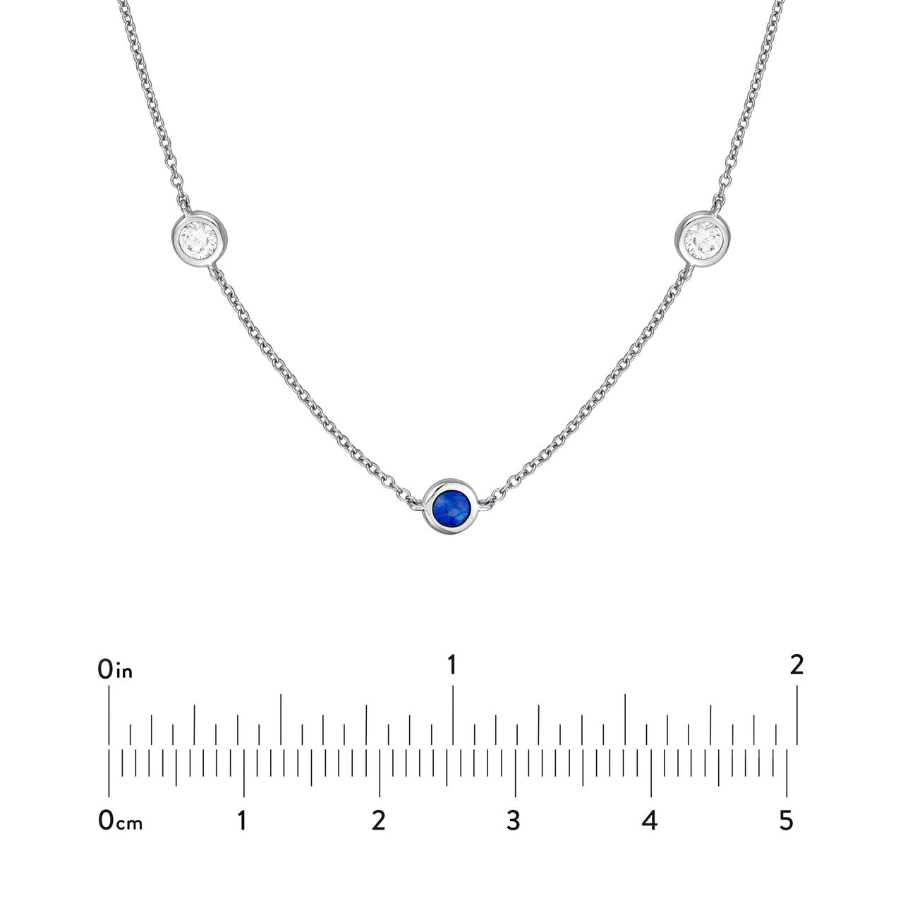 3/8tcw Diamond & Sapphire Bezel Station Necklace