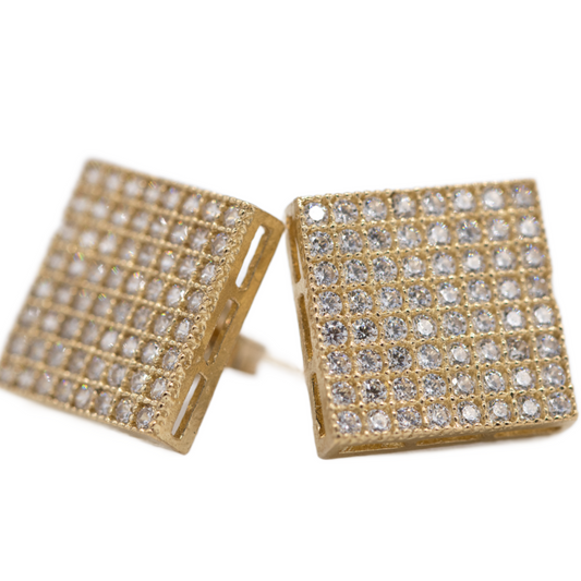 Earring square design 10K Gold with zirconia