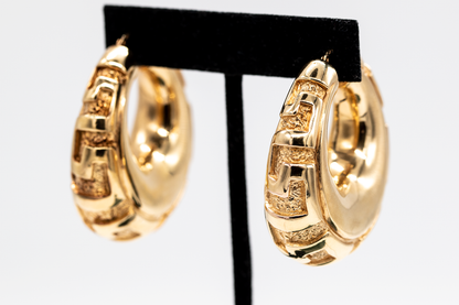 Earrings Hoops with design 14K Italian gold.
