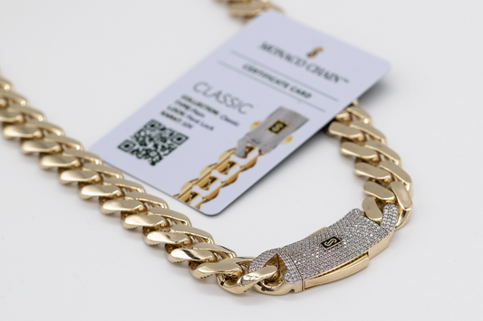 Men Monaco chain 10K Italian gold certified.