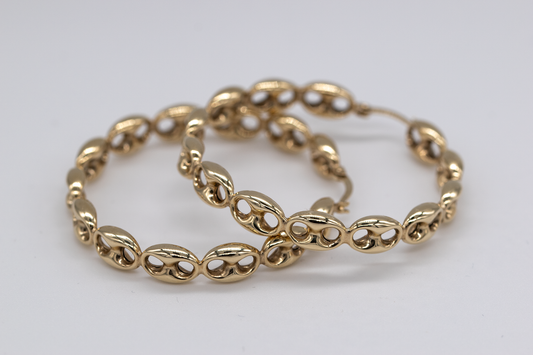 Earrings hoop mariner 10KT Italian gold. 