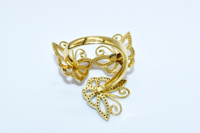 3 Color Butterfly Ring 14KT 7.1