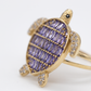 10K Violet Stone Turtle Ring
