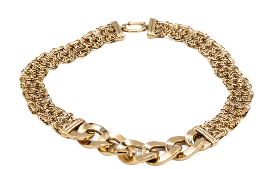 Choker Necklace knit and smooth 14K Italian gold. 