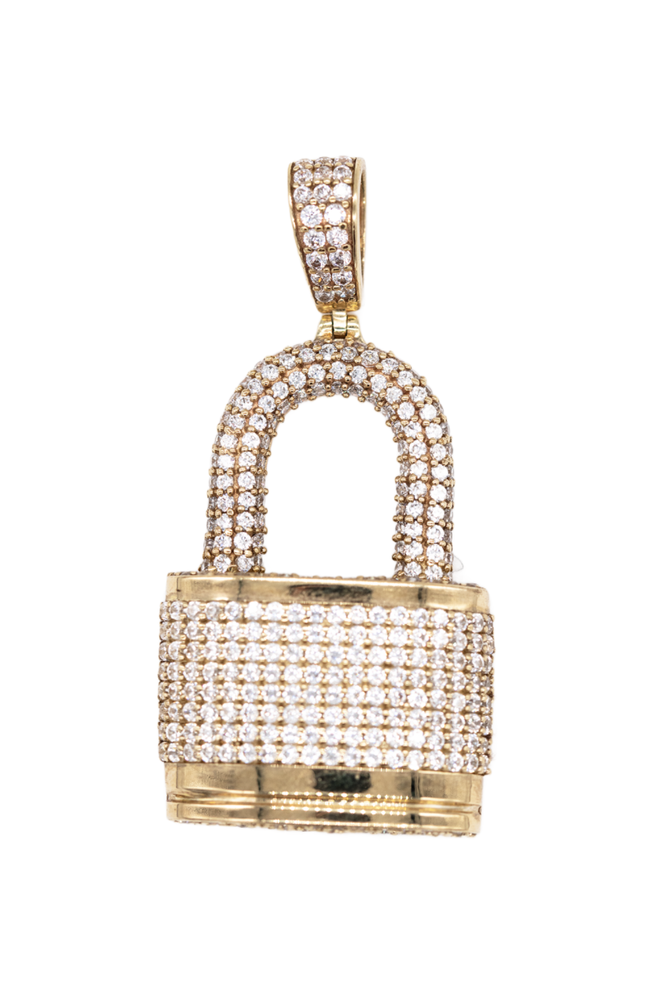 pendant padlock with Zirconia 10K Italian gold. 