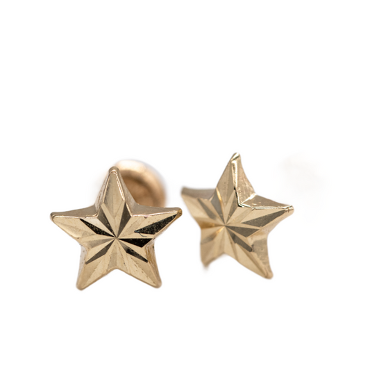 Earrings star design small size 14k 