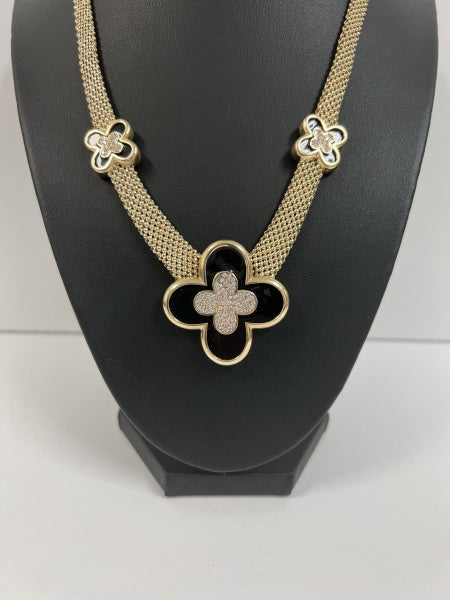 14KT Black and gold Flower Woven Necklace 50.13gr